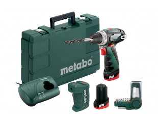 Baterijski vrtalnik / vijačnik Metabo Powermaxx BS Basic SET (Vrtalnik; 2 x baterija; polnilec; baterijski vmesnik; set vijačnih nastavkov; kovček)